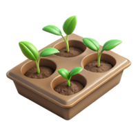 serene abstract Seedling Tray with Young Plants Top View Isolated Element premium png