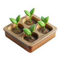 stunning modern Seedling Tray with Young Plants Top View Isolated Element high resolution png