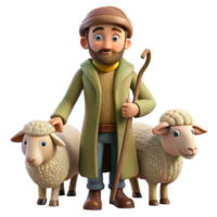 stunning vintage Shepherd with Sheep Transparent Background png