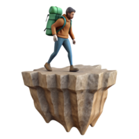 serene artistic Silhouetted Hiker on Cliff Edge Transparent Background high resolution png