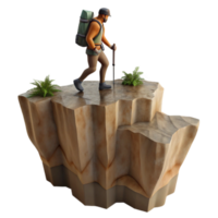 serene rustic Silhouetted Hiker on Cliff Edge Transparent Background professional png