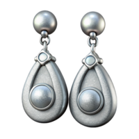 impressive abstract Silver Earrings Dangle Design Isolated with Sparkling Gems original png