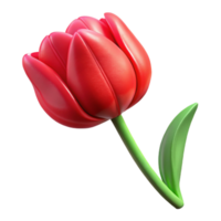 stunning classic Single Red Tulip Cutout with Stem and Leaf authentic png