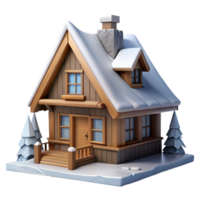 dramatic minimalist Ski Chalet in Snowy Mountains Isolated Element exclusive png