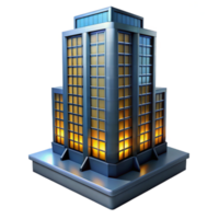 serene rustic Skyscraper at Night with Illuminated Windows Isolated png