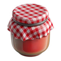 impressive rustic Small Batch Jam Jar with Gingham Lid Isolated detailed png