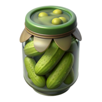 elegant artistic Small Batch Pickles Jar with Dill Transparent Background high quality png