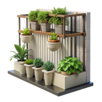 impressive artistic Small Vertical Garden for Balcony Transparent Background Space Saving high resolution png