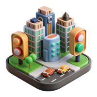 beautiful vintage Smart City Traffic Management System Isolated authentic png
