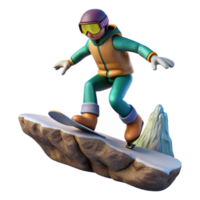 serene abstract Snowboarder Jumping Over Cliff on Transparent Background high quality png