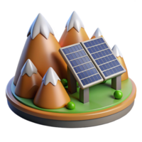 magnificent minimalist Solar Panel Array Mountain Landscape Cutout authentic png