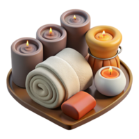 stunning vintage Spa Towels and Candles Top View Isolated high resolution png