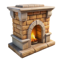 vibrant rustic Stone Fireplace Mantel Transparent Background Cutout premium png