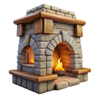 stunning minimalist Stone Fireplace Rustic Design Cutout with Burning Fire high quality png