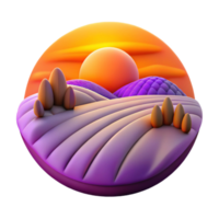 extraordinary minimalist Sunset Over Farmland Orange and Purple Transparent professional png