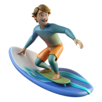serene rustic Surfer Riding Wave Front View Isolated Element professional png