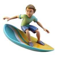 beautiful contemporary Surfer Riding Wave Front View Isolated Element png
