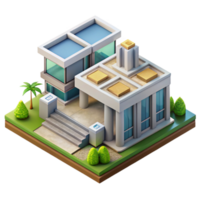 magnificent rustic Sustainable Architecture Design Isometric View Isolated authentic png