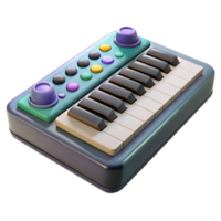 beautiful modern Synthesizer Keyboard with Knobs and Buttons Isolated Cutout Transparent Background png