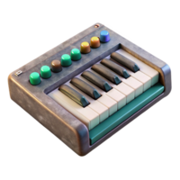 vibrant abstract Synthesizer Keyboard with Knobs and Buttons Isolated Cutout Transparent Background exclusive png
