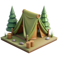 stunning creative Tent Set Up in a Forest Clearing Transparent Background high quality png
