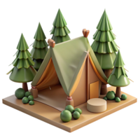 beautiful abstract Tent Set Up in a Forest Clearing Transparent Background detailed png
