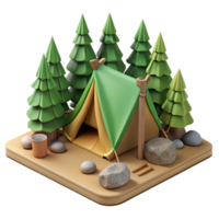 impressive vintage Tent Set Up in a Forest Clearing Transparent Background authentic png