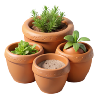 impressive modern Terra Cotta Pots Herbs Side View Cutout authentic png