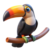 beautiful rustic Toucan Perched on Branch Isolated Element detailed png