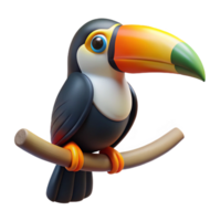 vibrant traditional Toucan Perched on Branch Isolated Element high resolution png