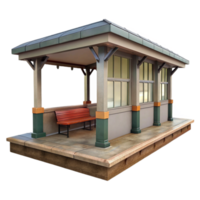 vibrant rustic Train Station Platform Side View Transparent Background high resolution png