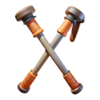 serene vintage Trekking Poles Collapsed and Ready to Pack Transparent Background high resolution png