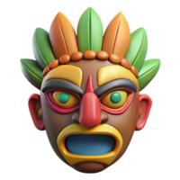 stunning vintage Tribal Mask Front View Isolated with Vibrant Colors professional png