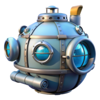 serene abstract Underwater Research Lab Module Isolated with Side View detailed png