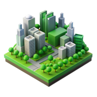 impressive creative Urban Landscape with Green Spaces Isolated authentic png