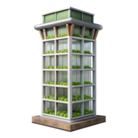 impressive minimalist Vertical Farming Tower Side View Transparent Background png
