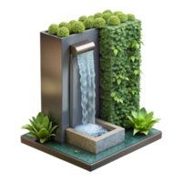 magnificent rustic Vertical Garden with Water Feature Isolated Cascading Water detailed png