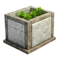 beautiful contemporary Vertical Planter Box Concrete Gray Transparent Background authentic png