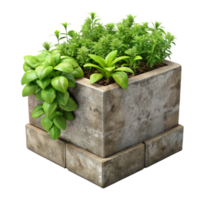 elegant abstract Vertical Planter with Herbs Cutout Front View png