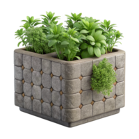 vibrant creative Vertical Planter with Herbs Cutout Front View high resolution png