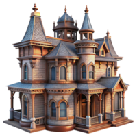 wonderful vintage Victorian Mansion Turret Detailed Architecture Transparent Background exclusive png
