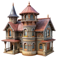 wonderful minimalist Victorian Mansion Turret Detailed Architecture Transparent Background premium png
