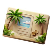magnificent rustic Vintage Postcard with Tropical Scene Transparent Background high quality png