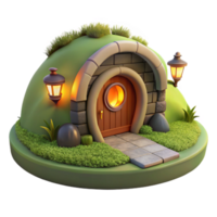 magnificent abstract Cozy Hobbit Hole in Grassy Hillside genuine png