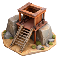 serene minimalist Abandoned Mine Shaft Rusty Rails authentic png