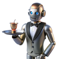 vibrant modern Robot Butler Polished Chrome Finish Serv high resolution png