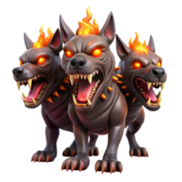 serene classic Cerberus Three Heads Snarling Hellfire In high resolution png