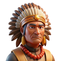 extraordinary classic Portrait of a Stoic Native American Chief authentic png