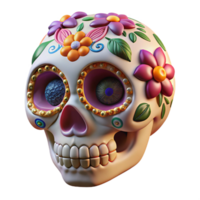 serene traditional Portrait of a Whimsical Sugar Skull with In high quality png