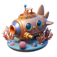 magnificent traditional A Steampunk Submarine Exploring a Coral Ree original png